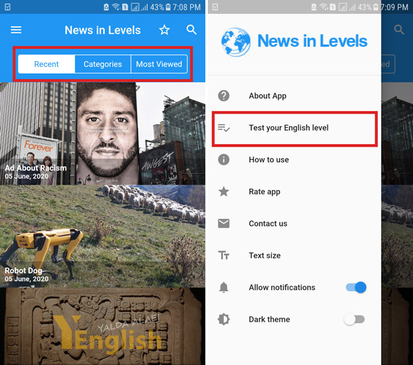 news in levels-app- اخبار سطح بندی شده انگلیسی